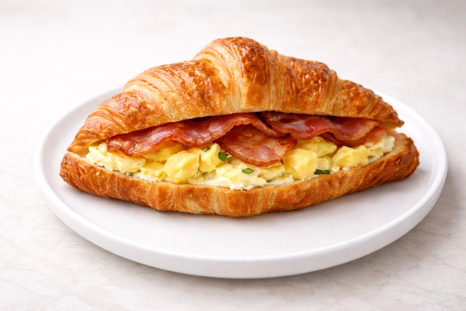 Croissant Ovos Mexidos e Bacon